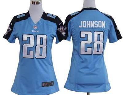 Tennessee Titans 28 Chris Johnson Light Blue Game Nike Team Jersey